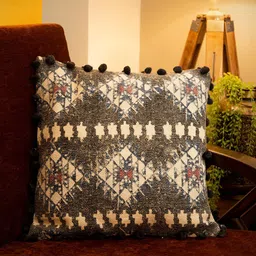 Mryga Black & Cream Geometric Cotton Square Cushion Covers-image-62