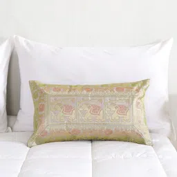 HANDICRAFT PALACE Grey & Red Ethnic Motifs Silk Rectangle Cushion Cover-picture-14