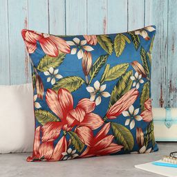 India Circus by Krsnaa Mehta Blue & Green Floral Velvet Square Cushion Cover-39