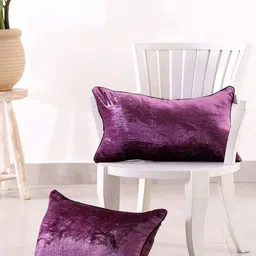 HANDICRAFT PALACE Purple 2 Pieces Velvet Rectangle Cushion Covers-picture-55