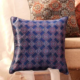 JAYPORE Blue & Maroon Ethnic Motifs Printed Square Cushion Cover-image-16
