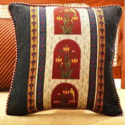 JAYPORE White & Black Floral Printed Square Cushion Covers-13