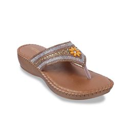 Metro Embellished Open Toe T-Strap Flats image 1