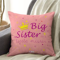 Indigifts Pink & Yellow Sister Printed Cushion Cover-34
