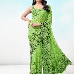 KALINI Geometric Printed Fusion Saree-image-32