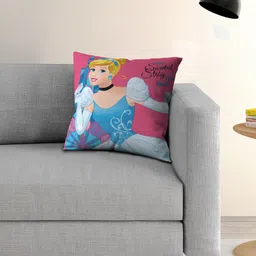 Disney Kids Magenta & Blue Princess Printed Filled Square Cushion With Cover-image-72