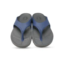 Doubleu Men Grey & Navy Blue Rubber Thong Flip-Flops-42