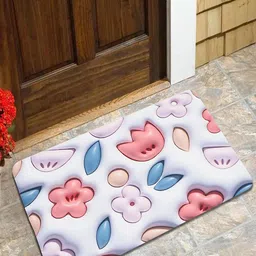 Dakshya Industries Purple & Peach Coloured 3D Printed Anti-Slip Doormat-13