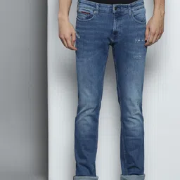 Tommy Hilfiger Men Blue Slim Fit Mildly Distressed Light Fade Stretchable Jeans-image-99