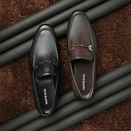 Regal Men Textured Leather Formal Slip-On Loafers-picture-31