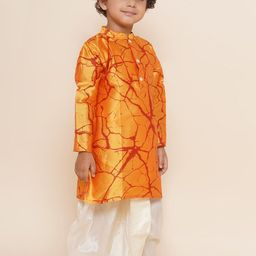 Sethukrishna Boys Mandarin Collar Abstract Printed Kurta with Dhoti Pants-11