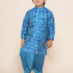 Sethukrishna Boys Ethnic Motifs Printed Mandarin Collar Kurta With Dhoti Pants-54