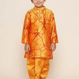 Sethukrishna Boys Yellow Printed Regular Kurta with Dhoti Pants-22