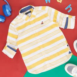Pantaloons Junior Boys Striped Spread Collar Roll-Up Sleeves Cotton Casual Shirt-image-77