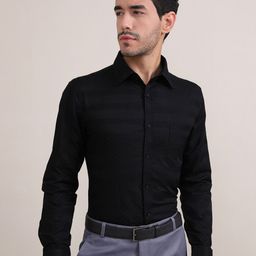 LOUIS STITCH Comfort Fit Micro Ditsy Printed Spread Collar Formal Cotton Shirt-image-90