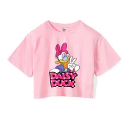 Wear Your Mind Girls Daisy Duck Printed Drop-Shoulder Sleeves Pure Cotton Boxy T-shirt-image-82