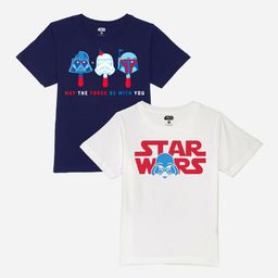 YK Star Wars Boys Pack Of 2 Star Wars Printed Pure Cotton T-shirt-57