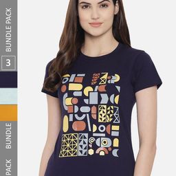 Fabflee Pack of 3 Typography Printed Short Sleeved Cotton T-shirts-image-118