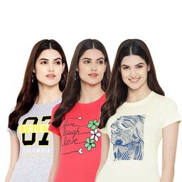 Fabflee Pack Of 3 Typography Printed Cotton T-shirt-image-69