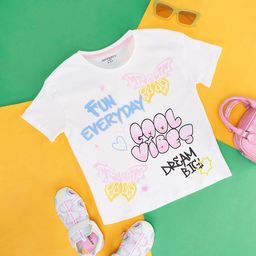 Pantaloons Junior Girls Typography Printed Cotton T-shirt-image-33