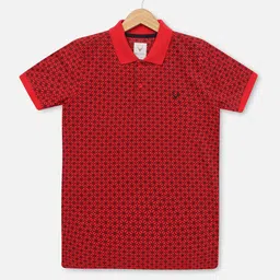 Allen Solly Junior Boys Geometric Printed Polo Collar Pure Cotton T-shirt-image-61