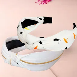 OOMPH Set of 2 Printed Satin Knotted Hairband-44