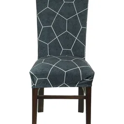 HOKIPO Grey & White Printed Stretchable Elastic Chair Covers-image-53