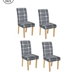 Cortina Set of 4 Grey & White Checked Chair Covers-image-72