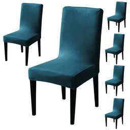 HOKIPO Turquoise Blue 6 Pieces Velvet Chair Covers-picture-33