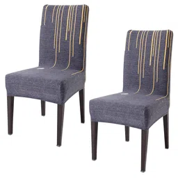 HOKIPO Blue & Beige 2 Pieces Printed Stretchable Chair Covers-image-75
