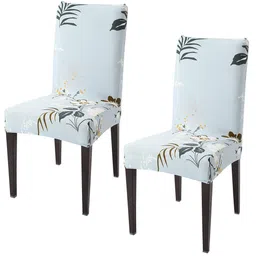 HOKIPO Blue & White 2 Pieces Printed Stretchable Chair Covers-image-93