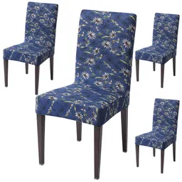 HOKIPO Blue & White 4 Pieces Printed Stretchable Chair Covers-image-99