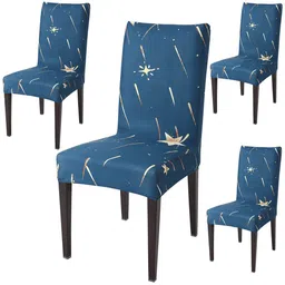 HOKIPO Blue & White 4 Pieces Printed Stretchable Chair Covers-image-92