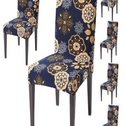 HOKIPO 6 Pieces Blue & Brown Printed Stretchable Chair Covers-image-68