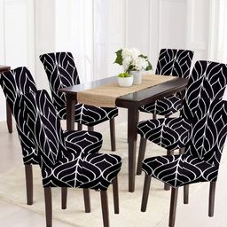 Cortina Black & White 6 Pcs Abstract Printed Super Stretchable Chair Covers-image-74
