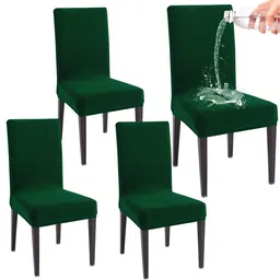HOKIPO 4 Pcs Green Water Resistant Stretchable Chair Covers-28