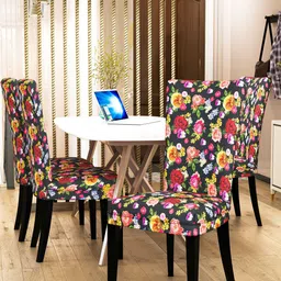 Nendle Set Of 4 Floral Printed Stretchable Dining Table Chair Covers-6