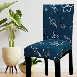 HOUSE OF QUIRK Set Of 4 Blue & White Floral Printed Chair Covers-image-38