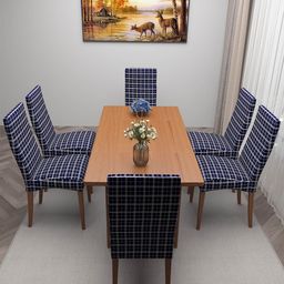 DREAM CARE Navy Blue & White 6 Pieces Printed Chair Covers-image-84