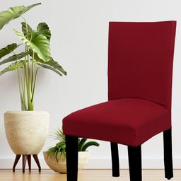 HOUSE OF QUIRK Single Maroon Solid Removable Chair Cover-image-85