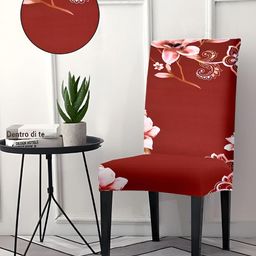 Aura Maroon 4 Pieces Floral Printed Stretchable Chair Covers-image-58