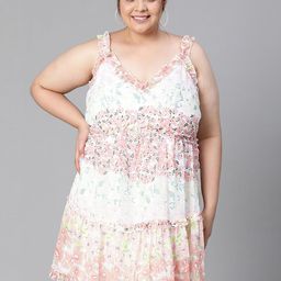 Oxolloxo Plus Size Floral Print Ruffled Chiffon Empire Dress-picture-18