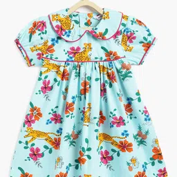 Campana Floral Print Peter Pan Collar Puff Sleeve Empire Dress-image-47