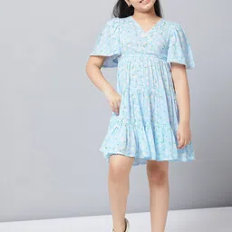 Stylo Bug Girls Blue Floral Tiered Dress-image-27