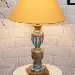 Homesake Golden & Turquoise Blue French Trophy Carved Table Lamp with Shade-18