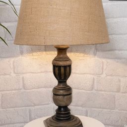Homesake Beige Antique Carved Table lamp with Empire Jute Shade-35