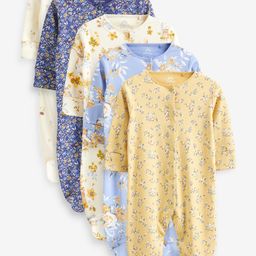NEXT Infant Girls Pack of 5 Pure Cotton Printed Sleepsuits-image-25