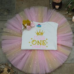TINY MINY ME Girls Pink & Gold-Toned Printed T-shirt with Skirt-image-32
