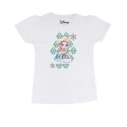 Frozen Girls White Frozen Printed Round Neck Pure Cotton T-shirt-image-84