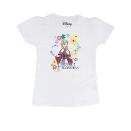 Frozen Girls White Frozen Printed Round Neck Pure Cotton T-shirt-image-36